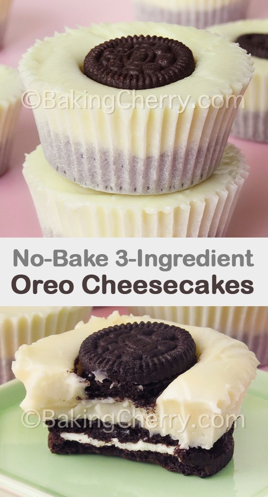No Bake 3 Ingredient Oreo Cheesecakes Baking Cherry