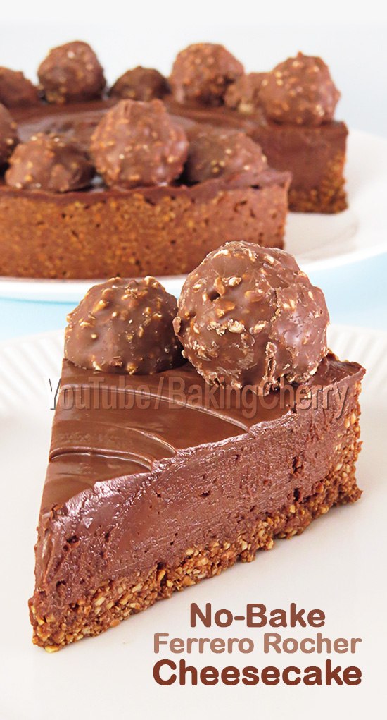 No-Bake Ferrero Rocher Cheesecake - Baking Cherry