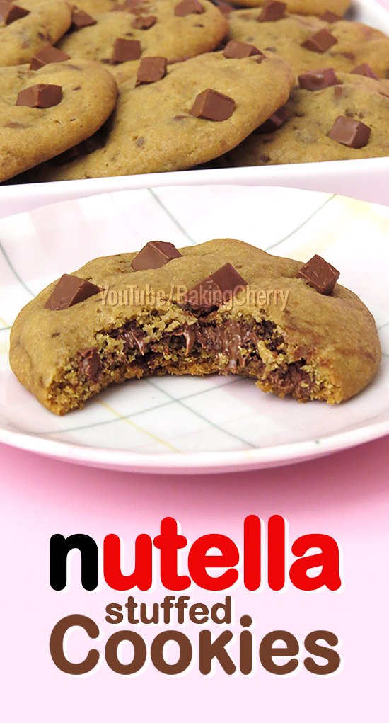 Nutella Stuffed Chocolate Chip Cookies - Baking Cherry